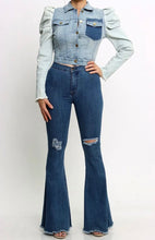 Load image into Gallery viewer, “Puffed” Crop Denim Jacket
